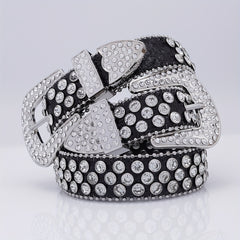 Glam Rhinestone Leather Belt Hip Hop Style