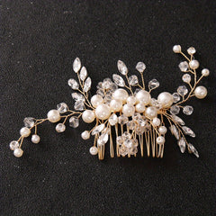 Faux Pearl Bridal Hair Comb Crystal Head Jewelry