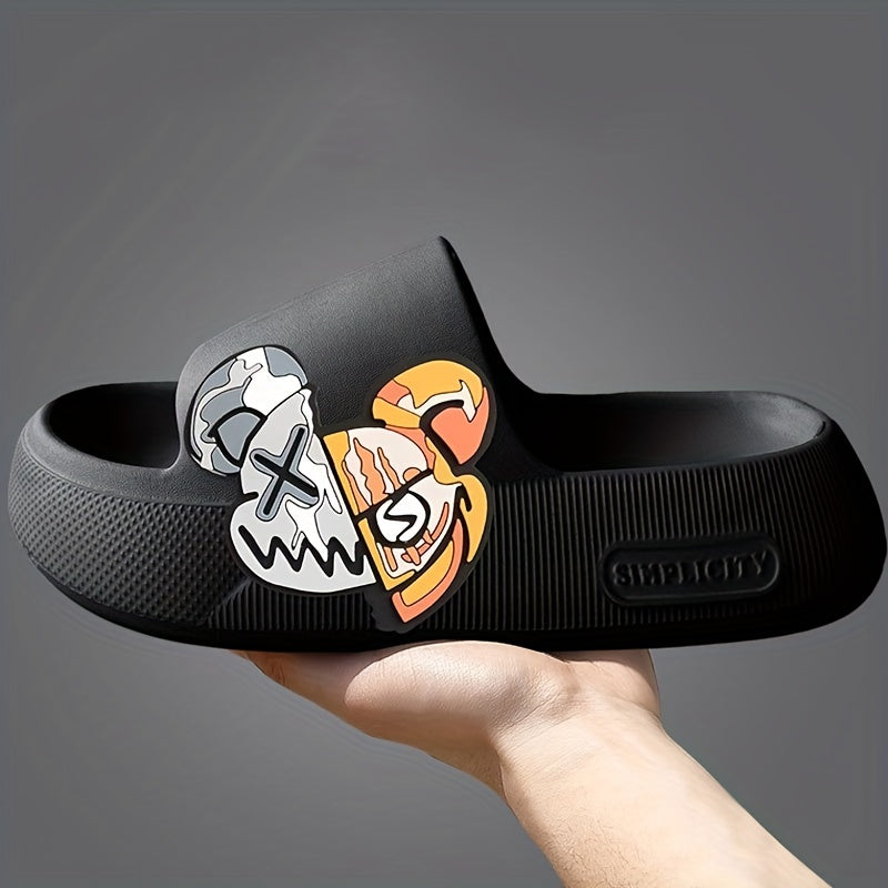 Men's Anime Print Non Slip Platform Slides Comfortable Cloud Slides