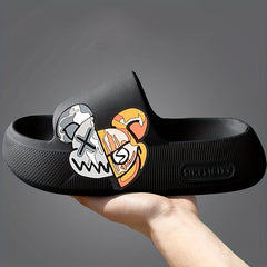 Men's Anime Print Non Slip Platform Slides Comfortable Cloud Slides