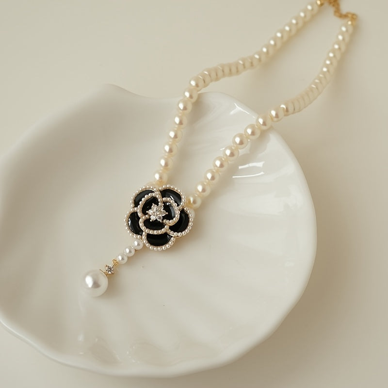 Camellia Pearl Necklace Sweet Flower Charms Jewelry Gift For Women