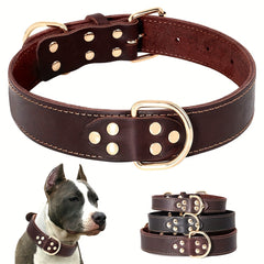 Adjustable Heavy Duty Leather Dog Collar for Medium & Large Dogs
