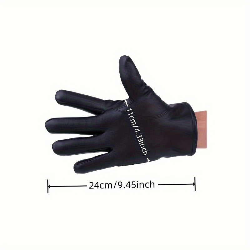 Men's Winter Motorcycle Leather Gloves Thick Cotton Plus Velvet Warm