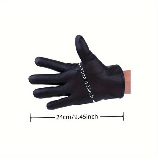Men's Winter Motorcycle Leather Gloves Thick Cotton Plus Velvet Warm