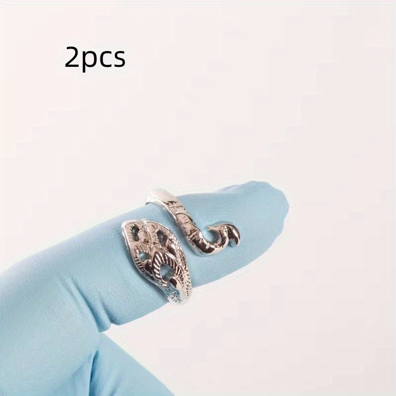 2pcs Adjustable Hook Wool with Thread Rings Knitting Accessories