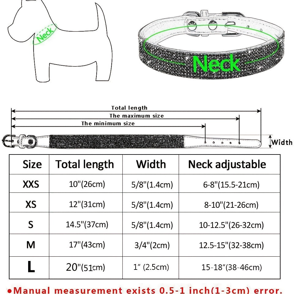 Sparkling Rhinestone Dog Collar Soft Suede Leather
