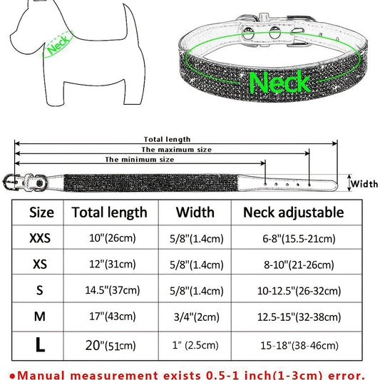 Sparkling Rhinestone Dog Collar Soft Suede Leather