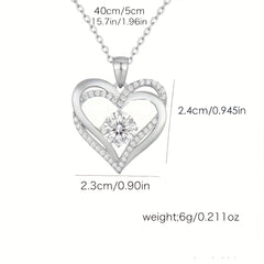 Unfading Beauty Rose Mom Double Heart Pendant Necklace Alloy Jewelry