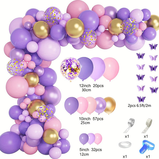 115pcs Butterfly Balloon Garland Arch Kit Pink Purple for Girl Baby Shower