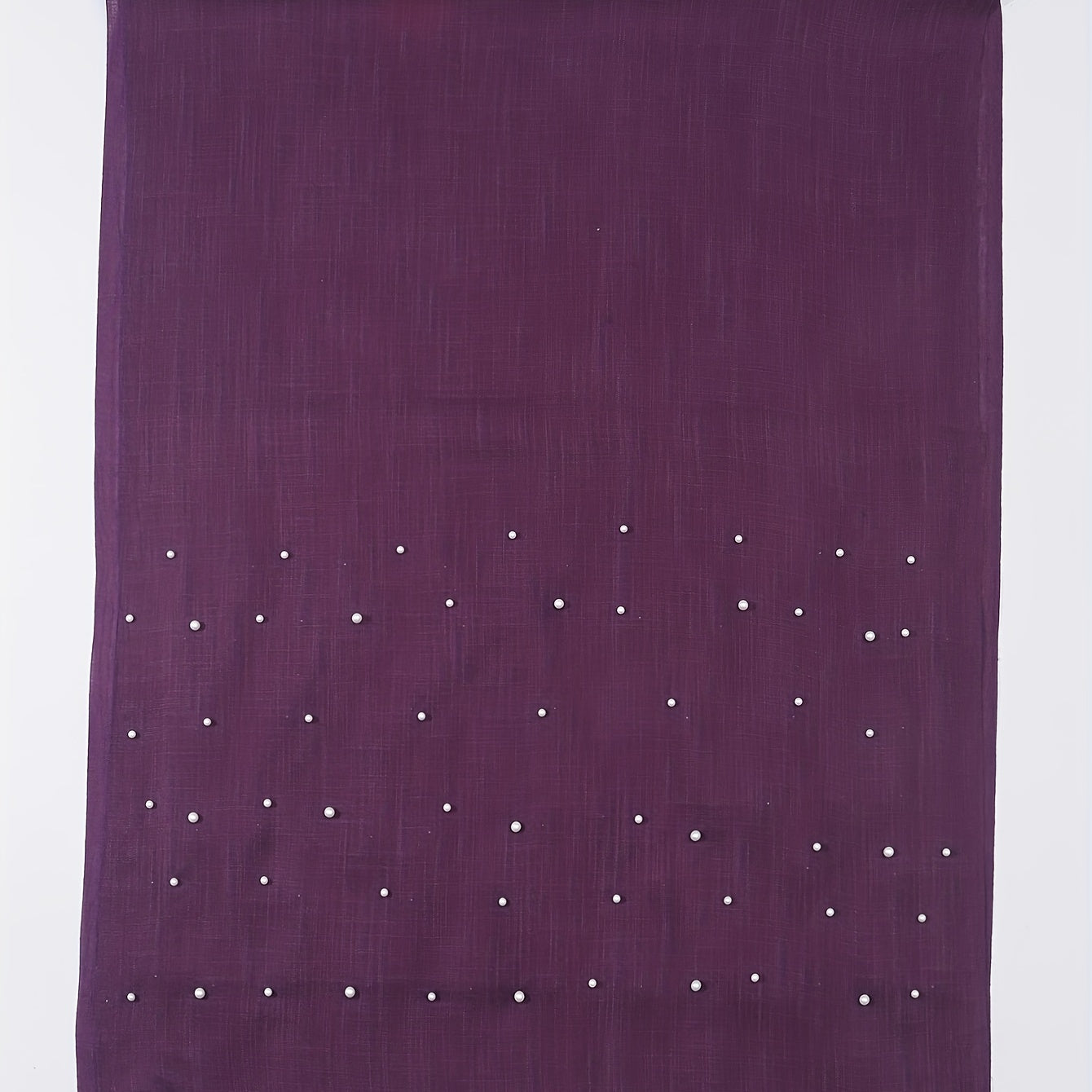 Faux Pearl Decor Raw Trim Scarf Shawl Wrap for Daily Wear Purple