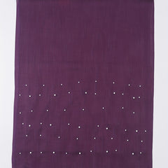 Faux Pearl Decor Raw Trim Scarf Shawl Wrap for Daily Wear Purple
