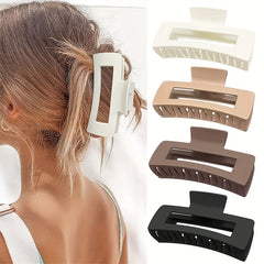 4pcs Hollow Hair Claw Rectangle Shark Claw Style Solid Large Hair Claw