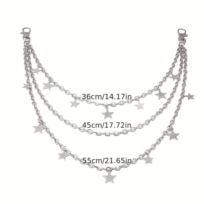 Punk Star Pendant Layered Chains Belt for Skirts Pants