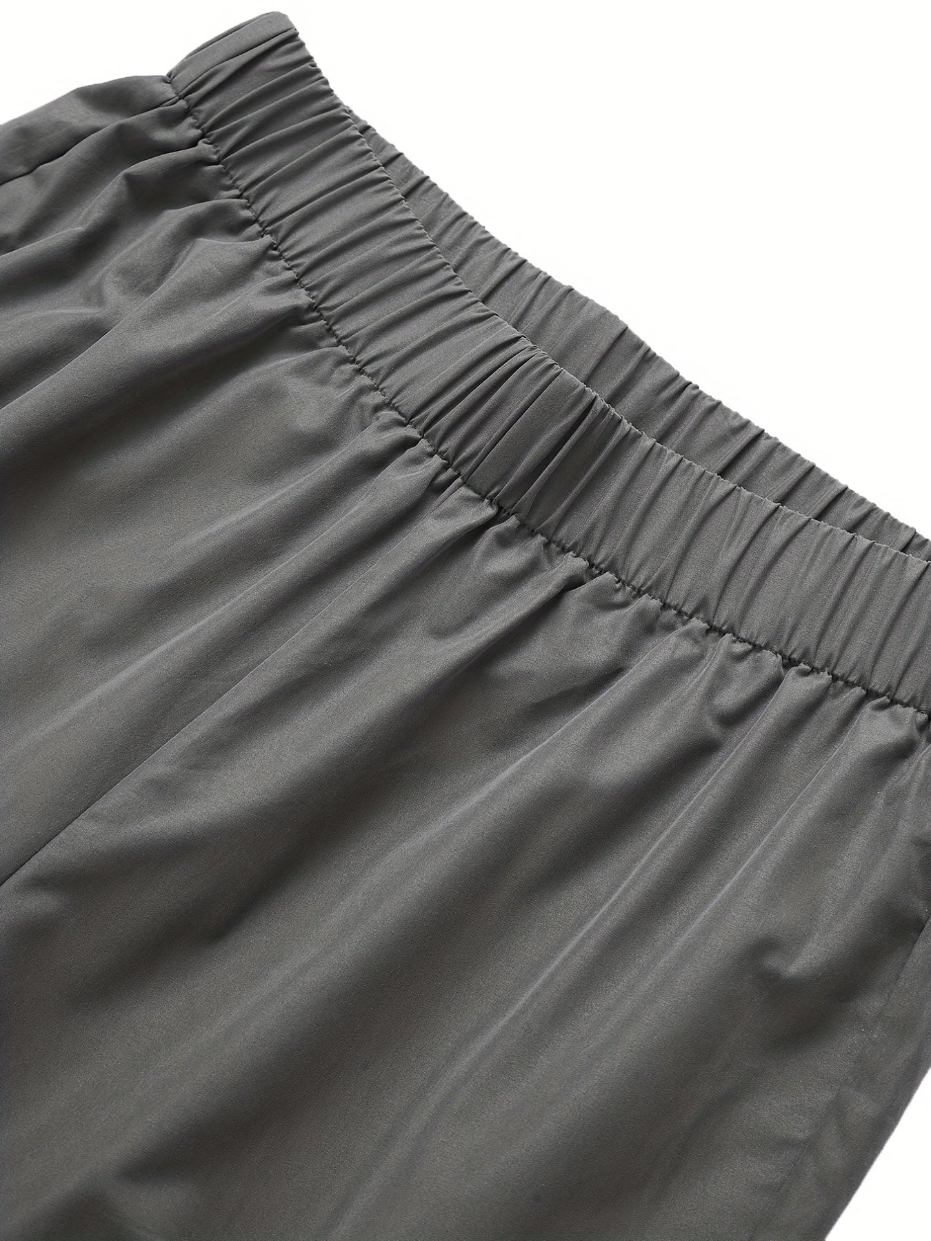  Y2K Cargo Pants Solid Elastic Drawstring Straight Leg