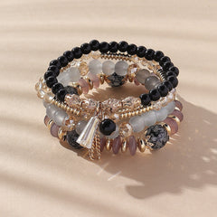 4 Pcs Crystal Beaded Boho Bracelet Set Women's Jewelry Gift