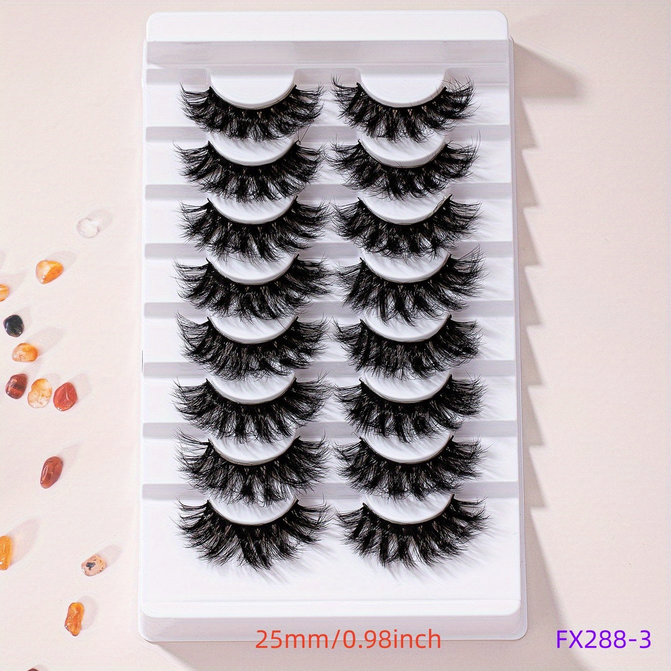 8 Pairs 25mm Cat Eye Faux Mink Lashes 9D Wispy Dramatic Thick Volume Makeup Tool