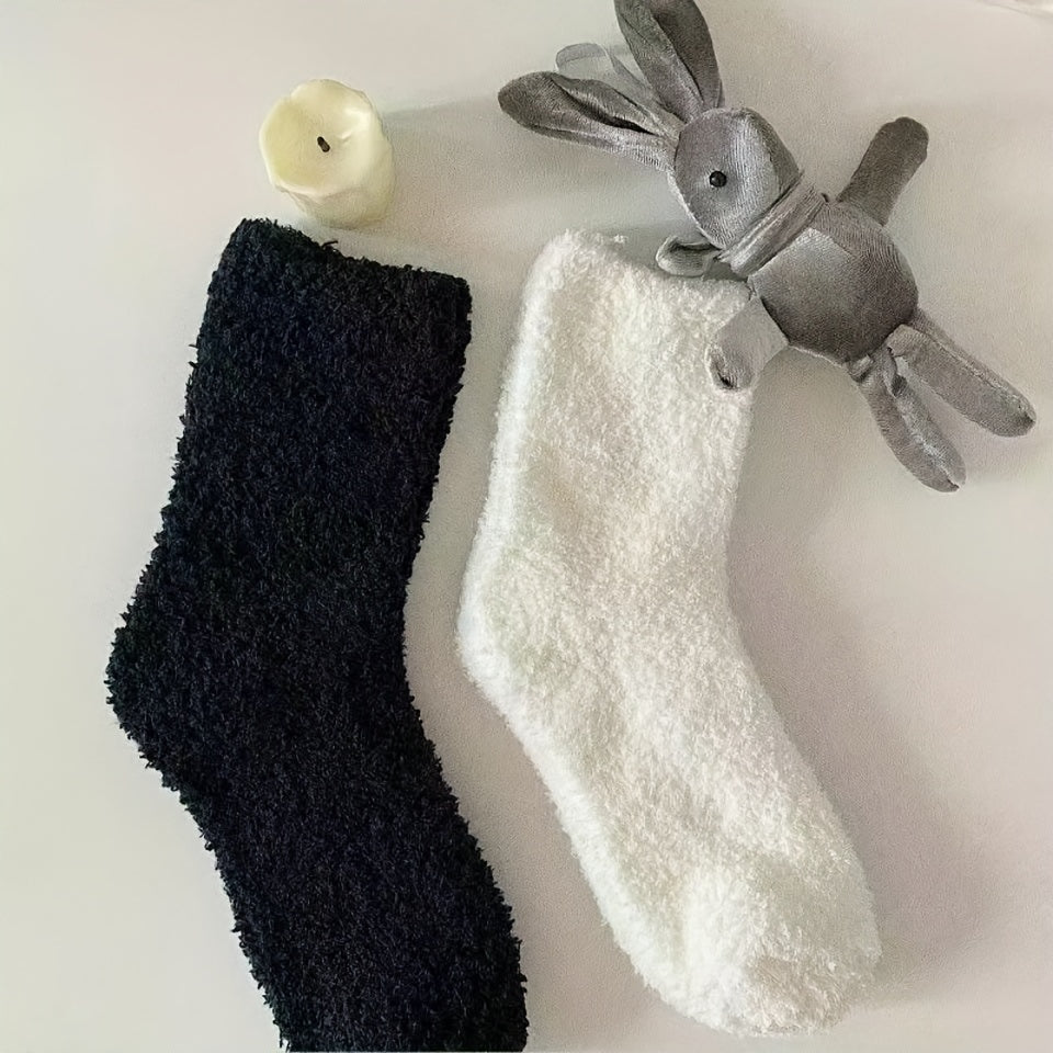 5 Pairs Kids Teenagers Coral Fleece Warm Crew Socks