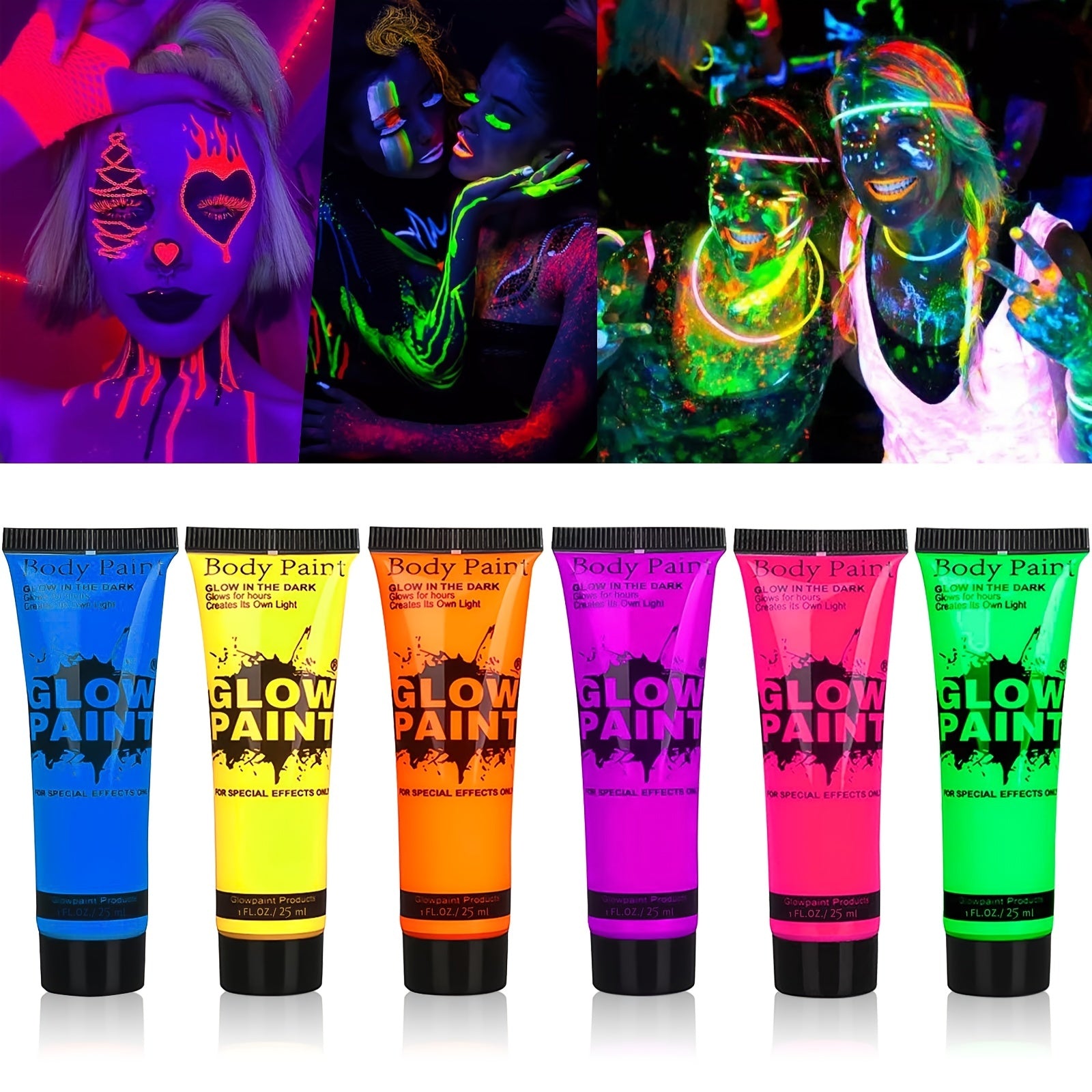 Glow In The Dark Body and Face Paint for Halloween Parties