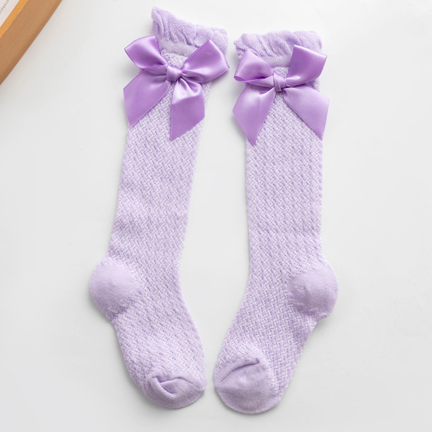 Baby Girls Knit Bow Knee High Socks for Spring and Summer