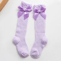 Baby Girls Knit Bow Knee High Socks for Spring and Summer