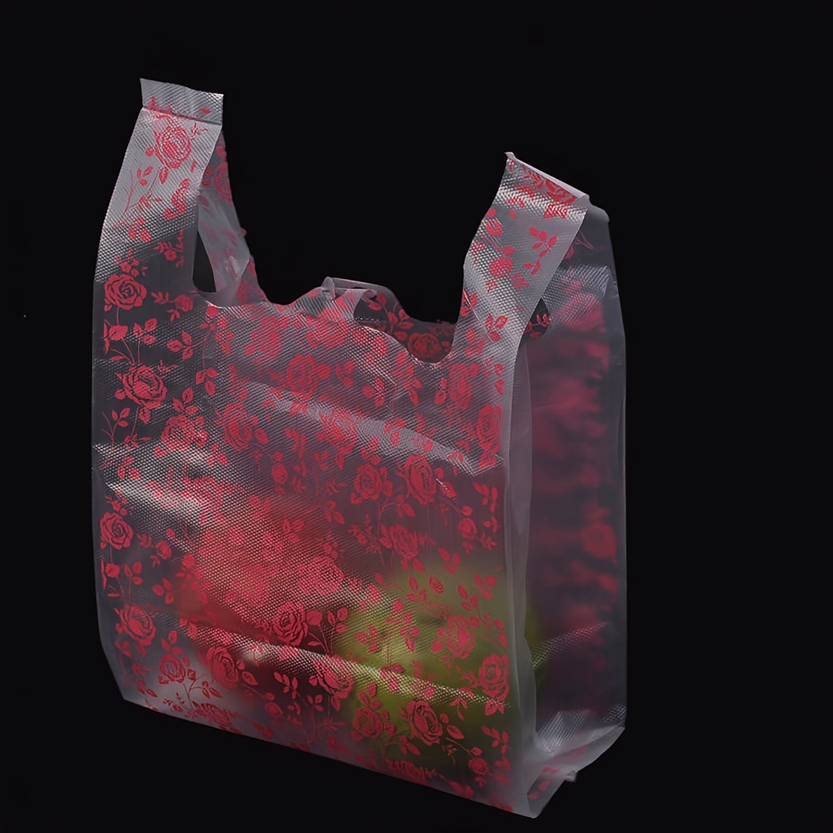 50pcs Rose Pattern Shopping Bags for Fruit, Food, Bread, Salad
