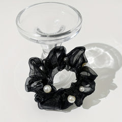 Organza Scrunchies Hair Tie with Pearl Decor