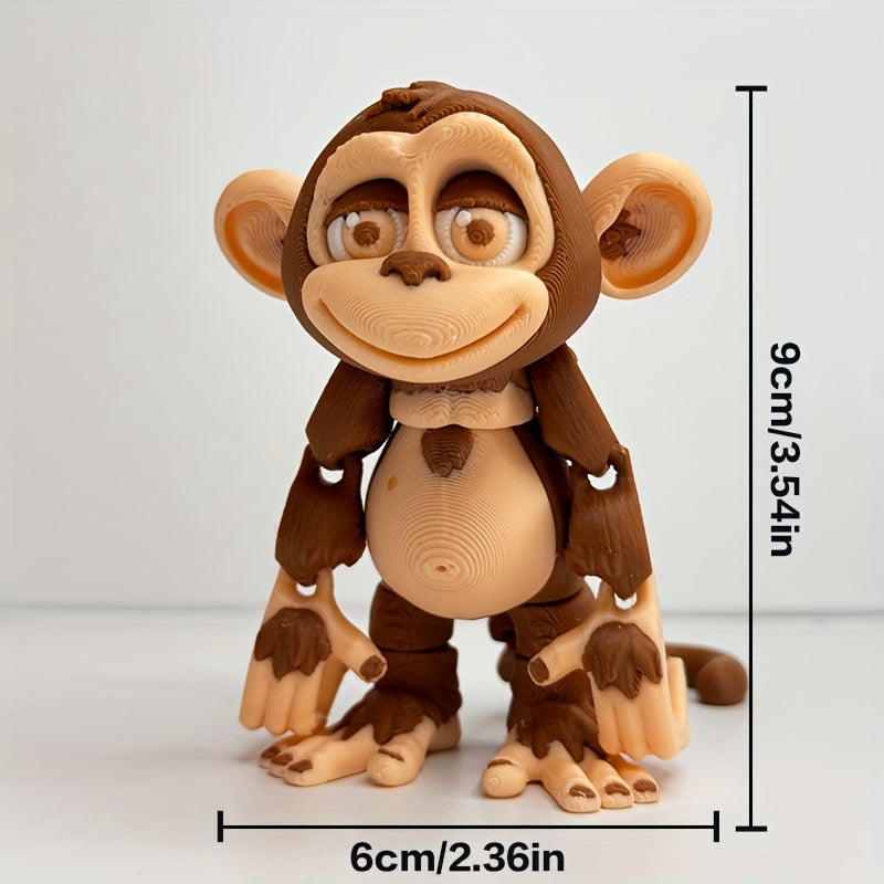 Colorful 3D Printed Monkey Statue Set for Desk Office