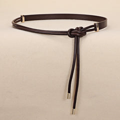 Vintage Thin Knotted Belt PU Leather Outerwear Belts for Women
