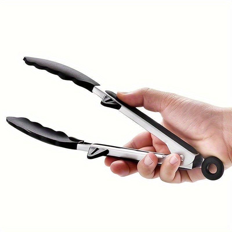 Stainless Steel BBQ Grill Tongs Silicone Heat Resistant Non stick