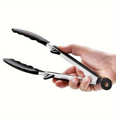 Stainless Steel BBQ Grill Tongs Silicone Heat Resistant Non stick