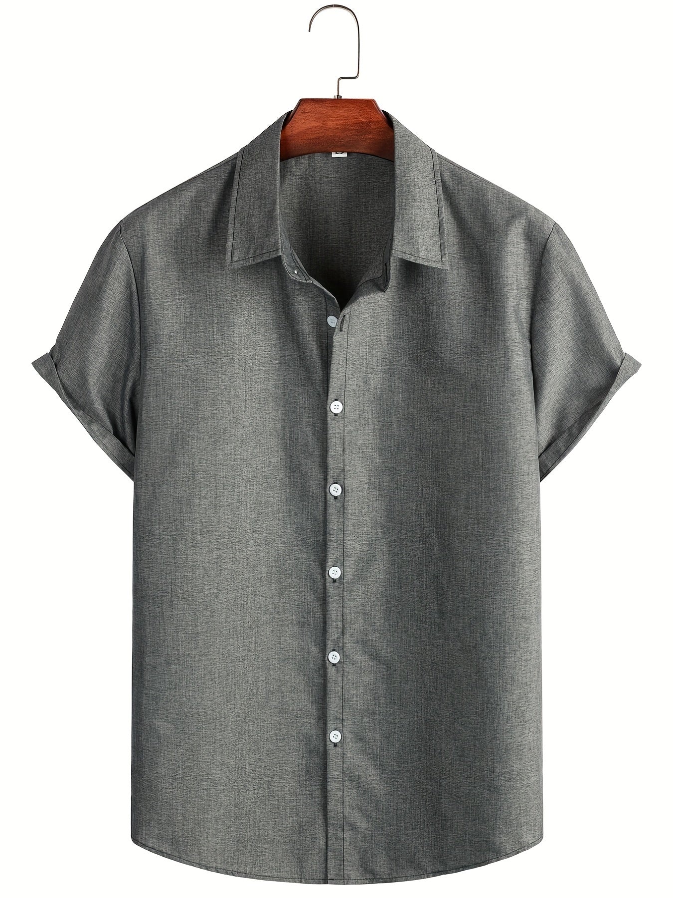 Short Sleeve Solid Button Down Shirt for Work & Comfort
