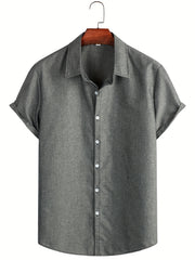Short Sleeve Solid Button Down Shirt for Work & Comfort