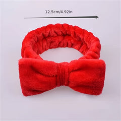 Coral Fleece Bow Headband Elastic Bowknot Headband