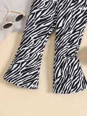 Girls' Moire Flare Leg Pants Stretch Casual Pants