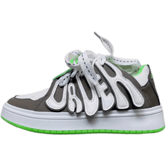 Retro Cartoon Letter Pattern Skate Shoes Lace Up Non slip Sneakers