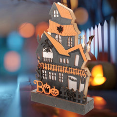 Halloween Haunted House Lights Wooden Table Decor Operated Lighting