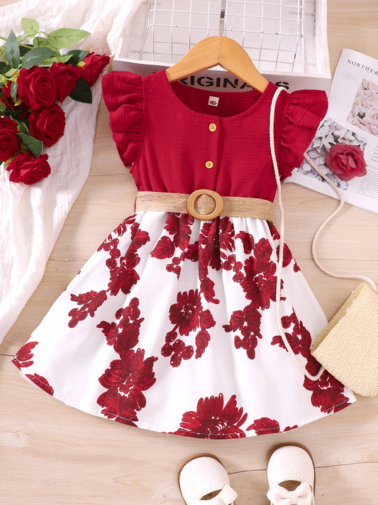 Toddler Girls Floral Splicing Princess Dress For Party