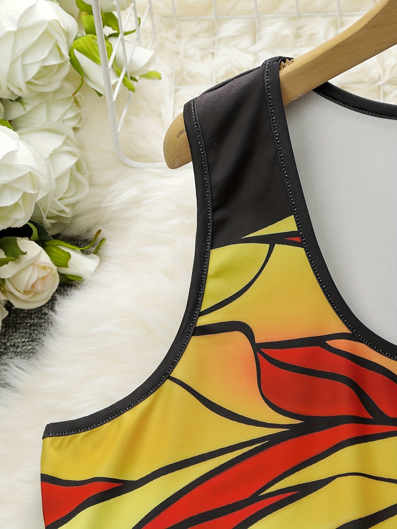 Women's Plus Cartoon Print Round Neck Tank Dress
