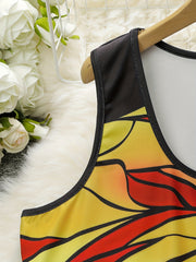 Women's Plus Cartoon Print Round Neck Tank Dress