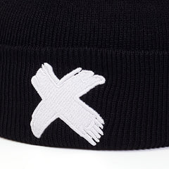 Men's X Embroidered Soft Knitted Winter Warm Hat