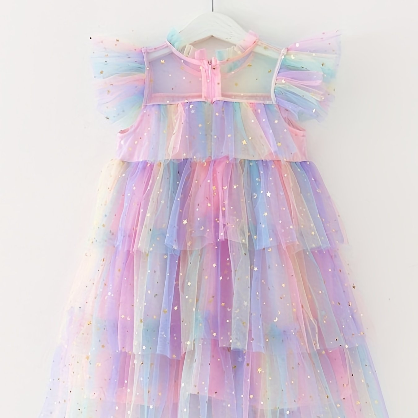 Toddler Girls Rainbow Star Sequins Princess Tutu Dress