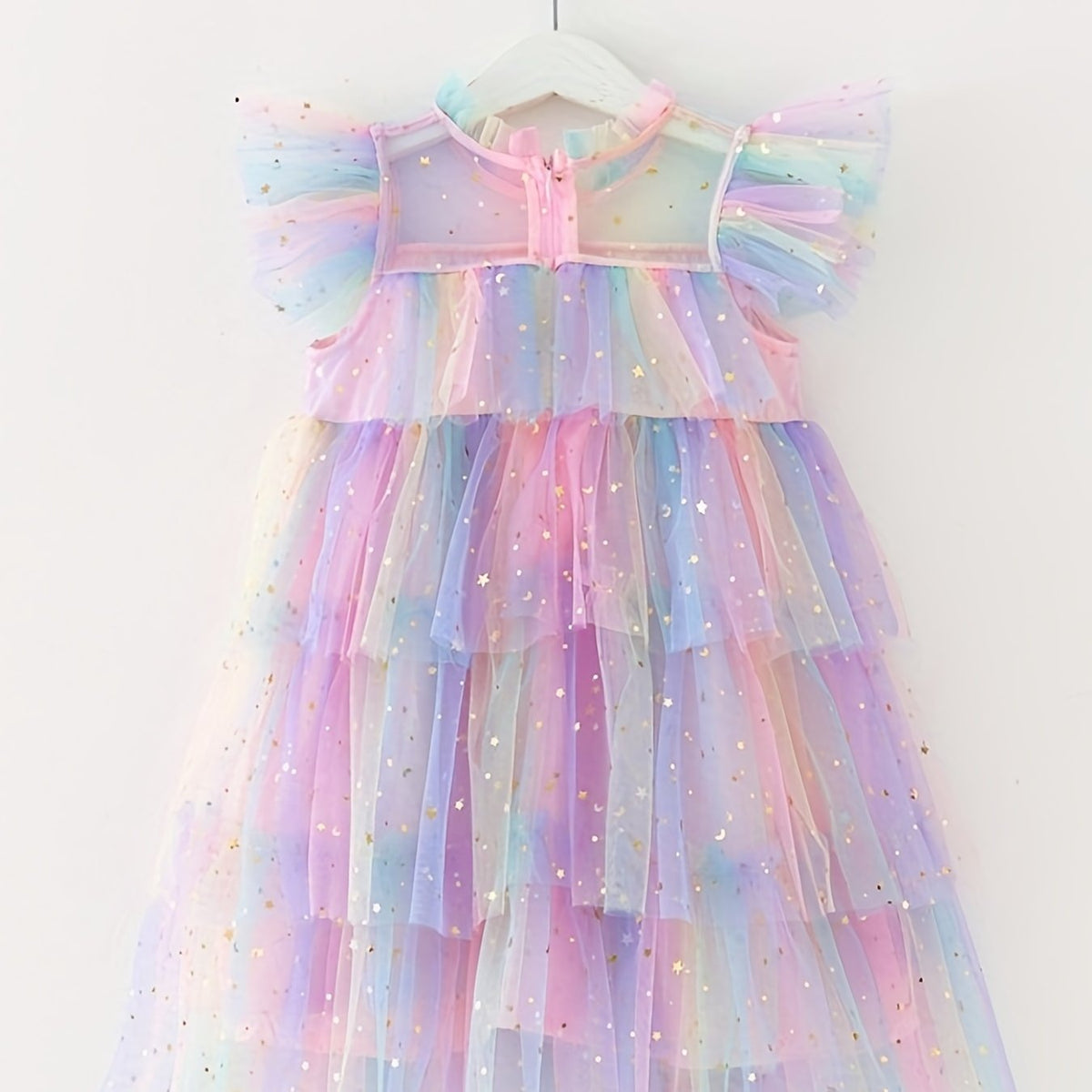 Toddler Girls Rainbow Star Sequins Princess Tutu Dress