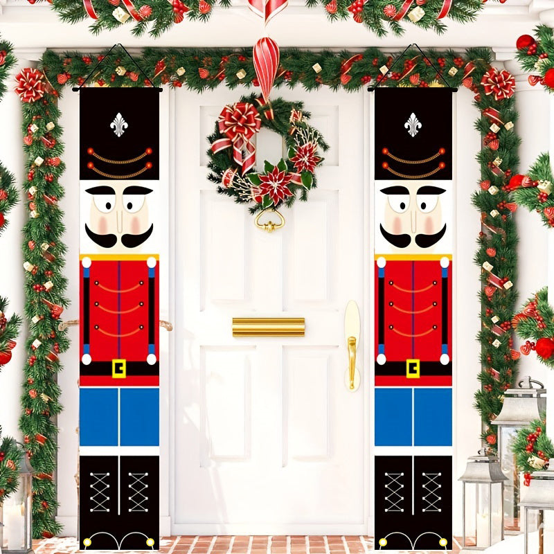 Nutcracker Banner Soldier Model Porch Sign Christmas Decoration