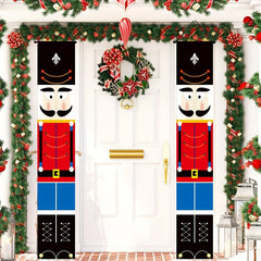 Nutcracker Banner Soldier Model Porch Sign Christmas Decoration