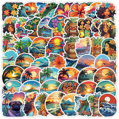 50pcs Hawaiian Series Stickers for Notebook Helmet Water Cup, Adult Decoration