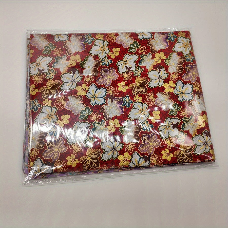 5pcs Bronzing Cotton Patchwork Fabric Flowers for Sewing Quilting Crafting