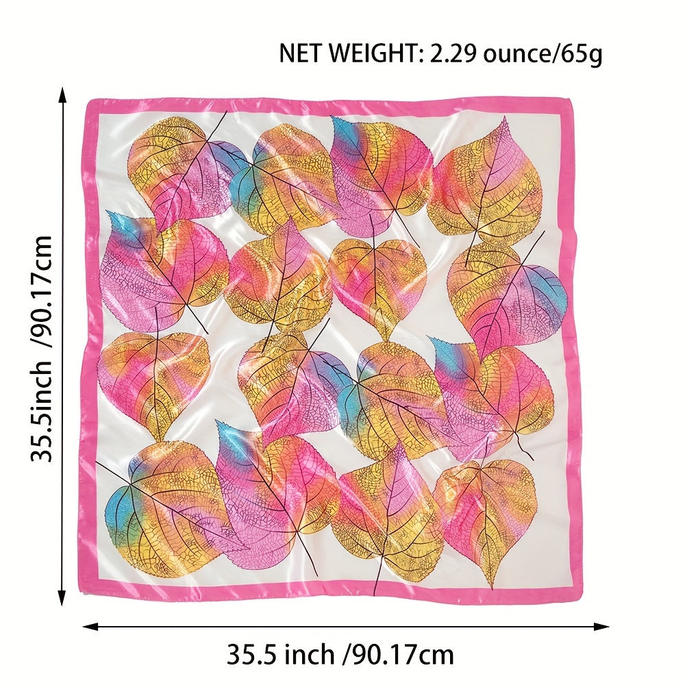 Sycamore Leaf Print Silk Square Scarf