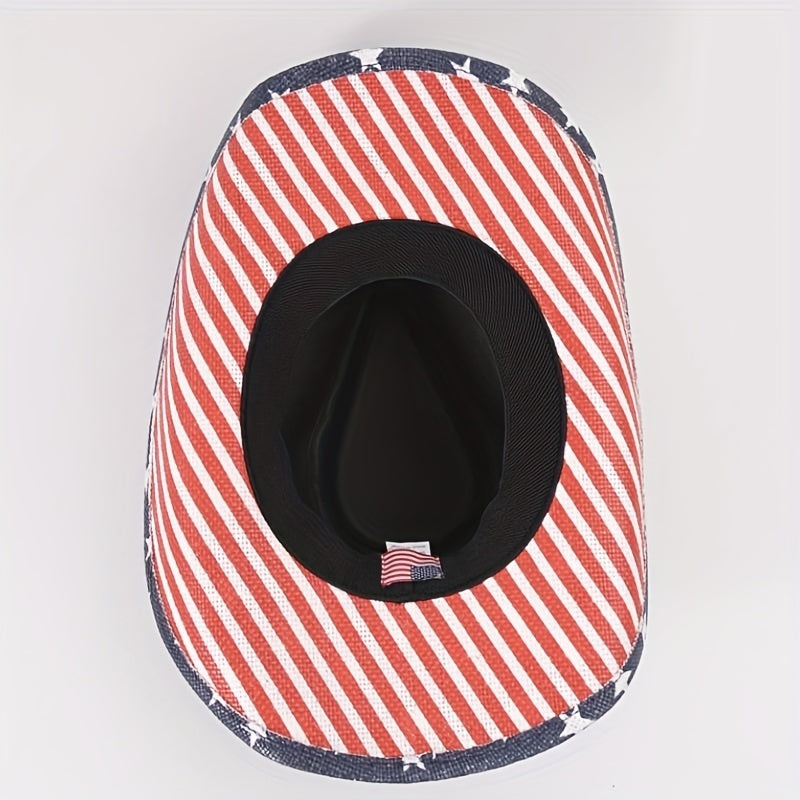 Vintage Western Straw Jazz Hat Patriotic Cap For Women & Men