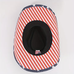 Vintage Western Straw Jazz Hat Patriotic Cap For Women & Men