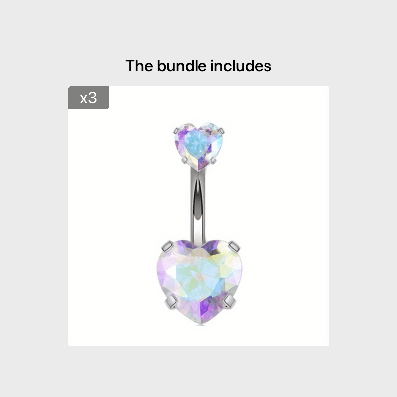 Colorful Zircon Belly Button Ring Stainless Steel Piercing Jewelry